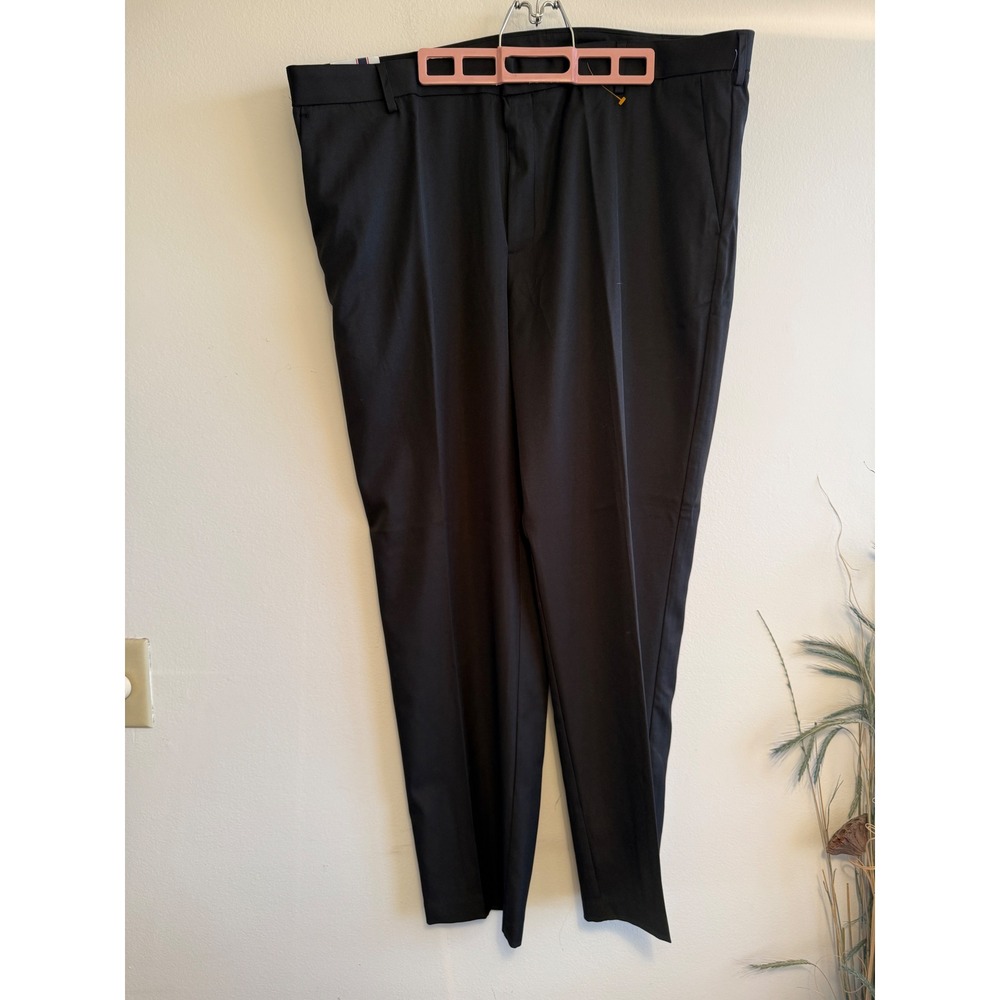 IZOD Mens‎ Black Dress Pants 42x32 Non-Iron Stretch Flat Front Straight